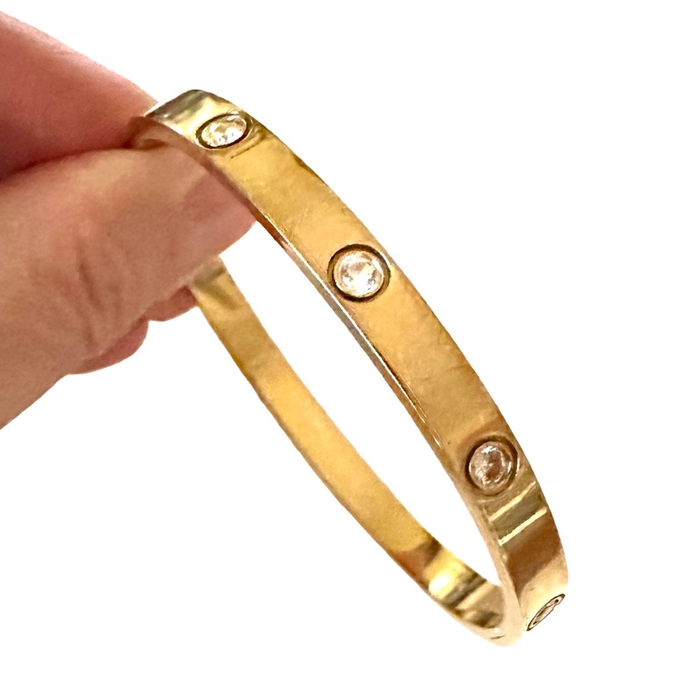 ⭐️ 5 for $25 Gold Tone Bangle Bracelet with Glass Crystals - Picture 2 of 6